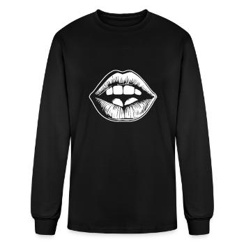 Lips Kissing Mouth Smooch - Men's Long Sleeve T-Shirt - black - Front