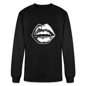 Lips Kissing Mouth Smooch - Men's Long Sleeve T-Shirt - black - Front