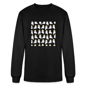 Cute White Cockatoo Pattern blue - Men's Long Sleeve T-Shirt - black - Front