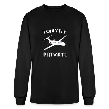 private jet shirt i only fly private tee for men a - Men's Long Sleeve T-Shirt - black - Front