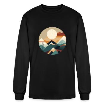 Flat Mountains Nature-Infused Urban T-Shirts - Men's Long Sleeve T-Shirt - black - Front