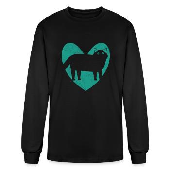 Cat Lover Heart Turquoise - Men's Long Sleeve T-Shirt - black - Front