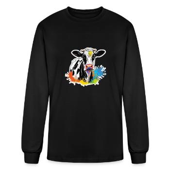 Cow colorful cow Color Splash - Men's Long Sleeve T-Shirt - black - Front