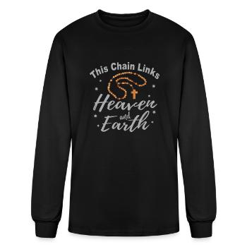 The Catholic Rosary Links Heaven And Earth - Men's Long Sleeve T-Shirt - black - Front
