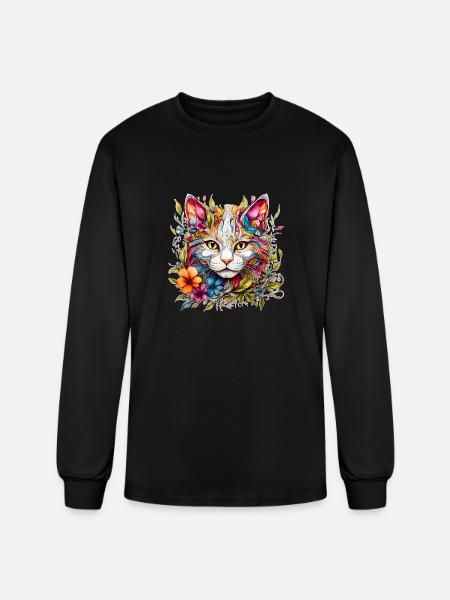 Cat Face - Men's Long Sleeve T-Shirt - black