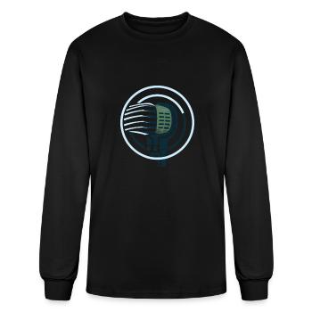 Radio microphone ringed planet T Shirt - Men's Long Sleeve T-Shirt - black - Front