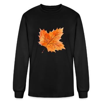 Feuille jaune - T-shirt à manches longues Homme - noir - Devant