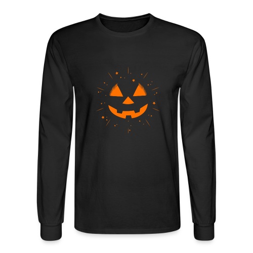 SKM Pumpkin Face & Stars, Orange - Men's Long Sleeve T-Shirt