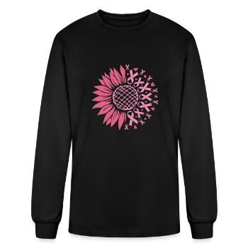 Sunflower Breast Cancer - Men's Long Sleeve T-Shirt - black - Front