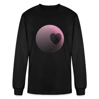 Optical Illusion Circle And Hart - Men's Long Sleeve T-Shirt - black - Front