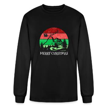 Retro Santa Sunset Mountain - Men's Long Sleeve T-Shirt - black - Front