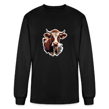 Brown Cow / Beef / Animal / Farmer / Milk / muh - Men's Long Sleeve T-Shirt - black - Front