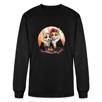 Illustration of fox involved in Christmas - Men's Long Sleeve T-Shirt - black - Front