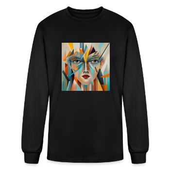 Woman face, girl tshirt - Men's Long Sleeve T-Shirt - black - Front