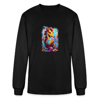 Camouflaged Crown (if the seahorse is blending in - Men's Long Sleeve T-Shirt - black - Front