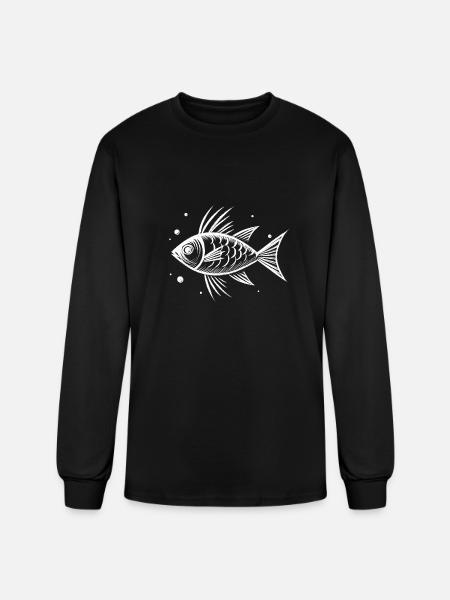 White Fish 2 - Men's Long Sleeve T-Shirt - black