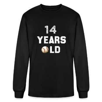14 Years Old Baseball Birthday 14th Birthday Baseb - Men's Long Sleeve T-Shirt - black - Front