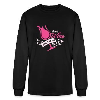 Wine Misses Me Too - Men's Long Sleeve T-Shirt - black - Front