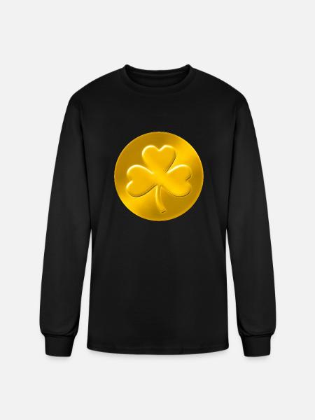 Lucky Shamrock Coin - Men's Long Sleeve T-Shirt - black