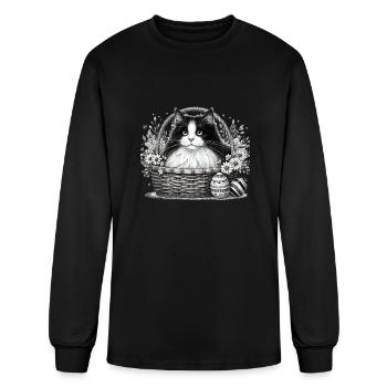 Kitty in Basket - Men's Long Sleeve T-Shirt - black - Front