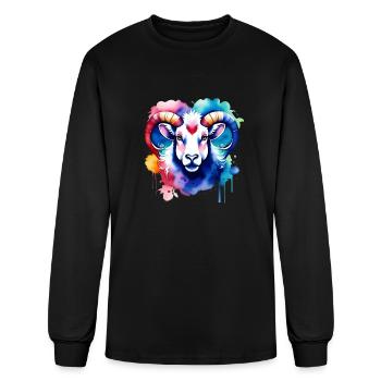 Color splash zodiac: Aries - Men's Long Sleeve T-Shirt - black - Front