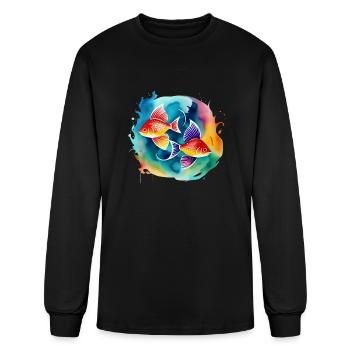 Color splash zodiac: Pisces - Men's Long Sleeve T-Shirt - black - Front