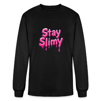 Stay Slimy Pink Lettering Design - Men's Long Sleeve T-Shirt - black - Front
