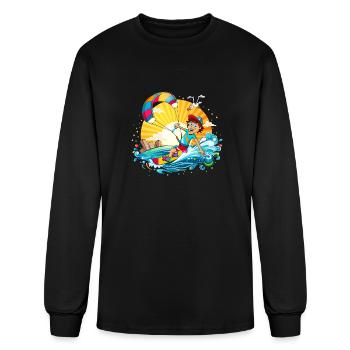 kite surfing illustration in cartoon style - Men's Long Sleeve T-Shirt - black - Front