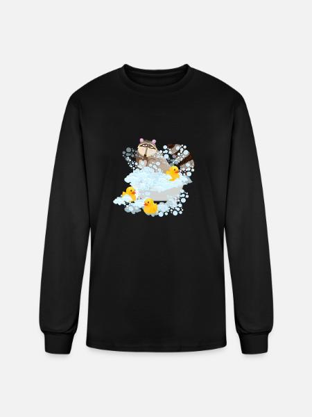 Raccoon, bubbles and Rubber Duckies - Men's Long Sleeve T-Shirt - black