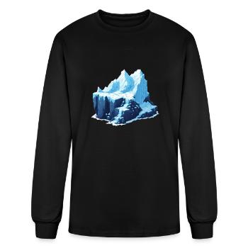 Un pixel art d’un glacier - T-shirt à manches longues Homme - noir - Devant