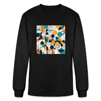 Minimalist Geometric Design with Depth Illusion - Men's Long Sleeve T-Shirt - black - Front