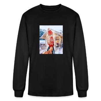Snowy Christmas House in the mountains - Men's Long Sleeve T-Shirt - black - Front