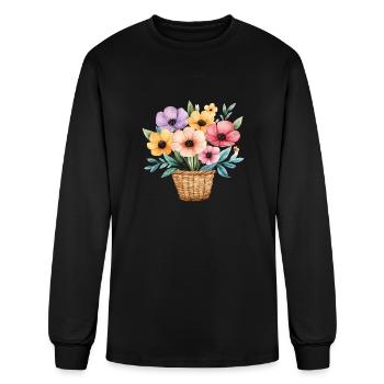 Flowers in a basket - Men's Long Sleeve T-Shirt - black - Front