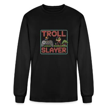 Troll Slayer Vintage Fantasy Game Tee - Men's Long Sleeve T-Shirt - black - Front