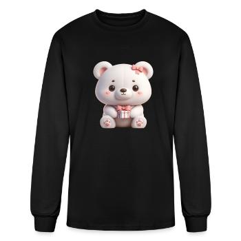 Sweet Teddy Bear and Gift Box - Men's Long Sleeve T-Shirt - black - Front