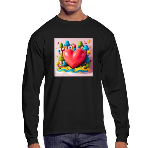 Big red heart, surrounded by landscape, nature - Men's Long Sleeve T-Shirt