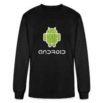Distressed Android - Men's Long Sleeve T-Shirt - black - Front