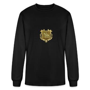 Knight Riding Steed Lance Coat of Arms Retro - Men's Long Sleeve T-Shirt - black - Front