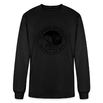 Au printemps, nous nous pavanons À l'automne, nous nous pavanons Saisonnier - T-shirt à manches longues Homme - noir - Devant