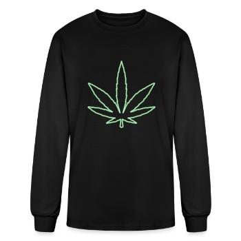 Cannabisleaf neon - Men's Long Sleeve T-Shirt - black - Front