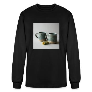 A rough ceramic mug is a handmade piece - Men's Long Sleeve T-Shirt - black - Front