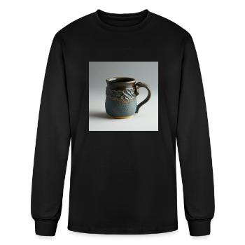 A rough ceramic mug is a handmade piece a uniqu - Men's Long Sleeve T-Shirt - black - Front