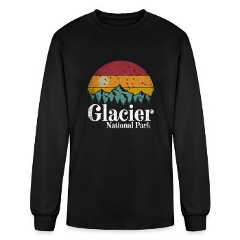 MONTAGNES DU PARC NATIONAL DES GLACIERS - T-shirt à manches longues Homme - noir - Devant