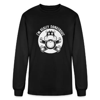 Danger Hippo Mono 1 - Men's Long Sleeve T-Shirt - black - Front