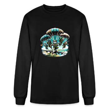 Airborne Whiskers - Men's Long Sleeve T-Shirt - black - Front