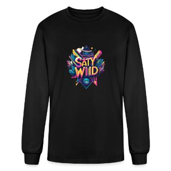 Stay Wild: Retro Geometry Meets Nature - Men's Long Sleeve T-Shirt - black - Front