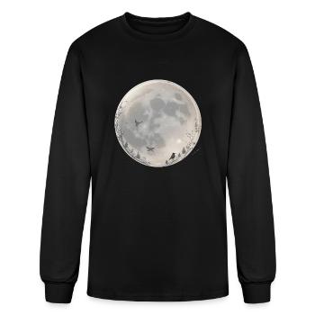 Moonlit Flight Serene Night Sky - Men's Long Sleeve T-Shirt - black - Front