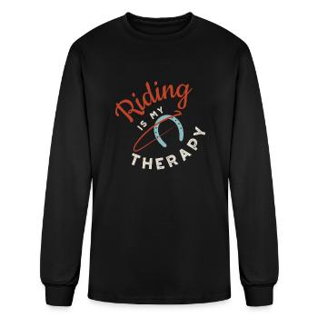 Equestrian Riding Is My Therapy - Men's Long Sleeve T-Shirt - black - Front