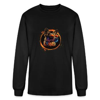 German Shepherd-neon dog - Men's Long Sleeve T-Shirt - black - Front