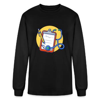 Clipboard Paper With Stethoscope And Pen - Men's Long Sleeve T-Shirt - black - Front